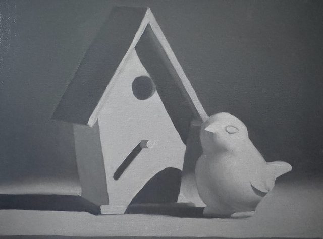 Birdhouse and bird
